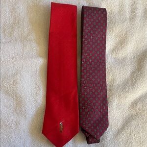 Ralph Lauren Red and Burgundy Floral Ties (set of 2)